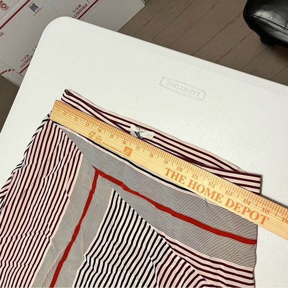 JOIE Moni Women's Size 2 Striped Asymmetrical Hemline Midi Skirt Cream Red S1 - Picture 8 of 8